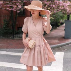 J.Crew puff sleeve cotton poplin wrap dress